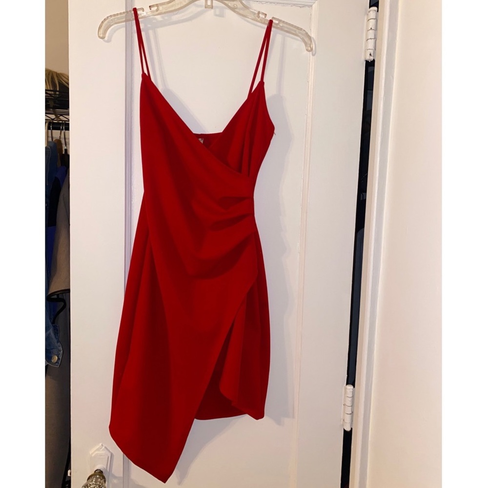 Red Wrap Mini Dress - Spaghetti Straps - Brand: Blue Blush